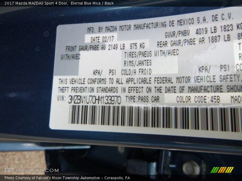 Eternal Blue Mica / Black 2017 Mazda MAZDA3 Sport 4 Door