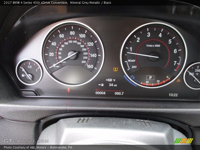 Mineral Grey Metallic / Black 2017 BMW 4 Series 430i xDrive Convertible