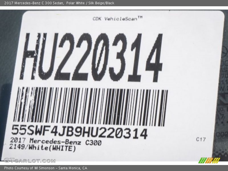 Polar White / Silk Beige/Black 2017 Mercedes-Benz C 300 Sedan