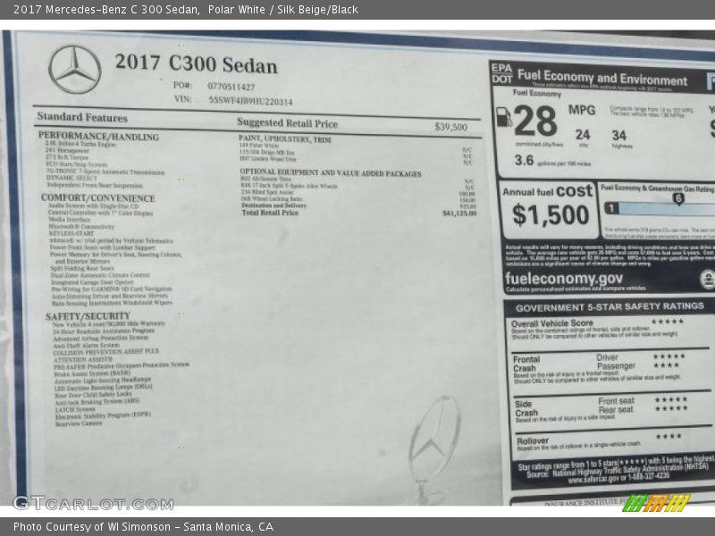 Polar White / Silk Beige/Black 2017 Mercedes-Benz C 300 Sedan