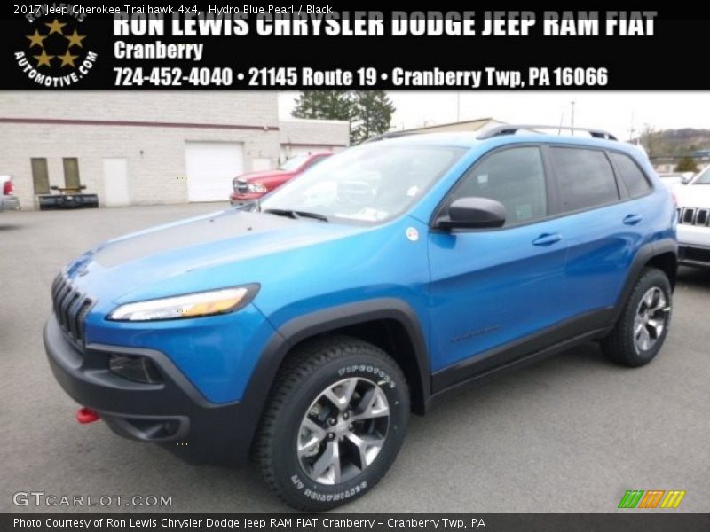 Hydro Blue Pearl / Black 2017 Jeep Cherokee Trailhawk 4x4