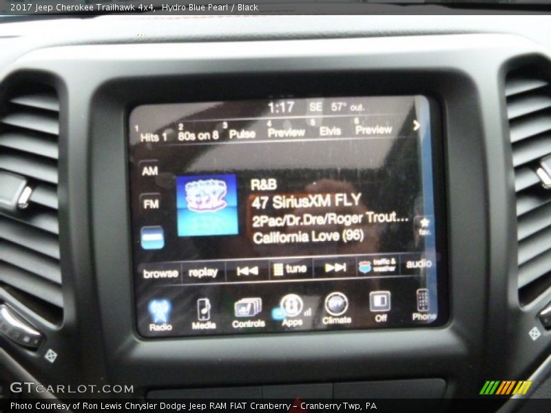 Hydro Blue Pearl / Black 2017 Jeep Cherokee Trailhawk 4x4