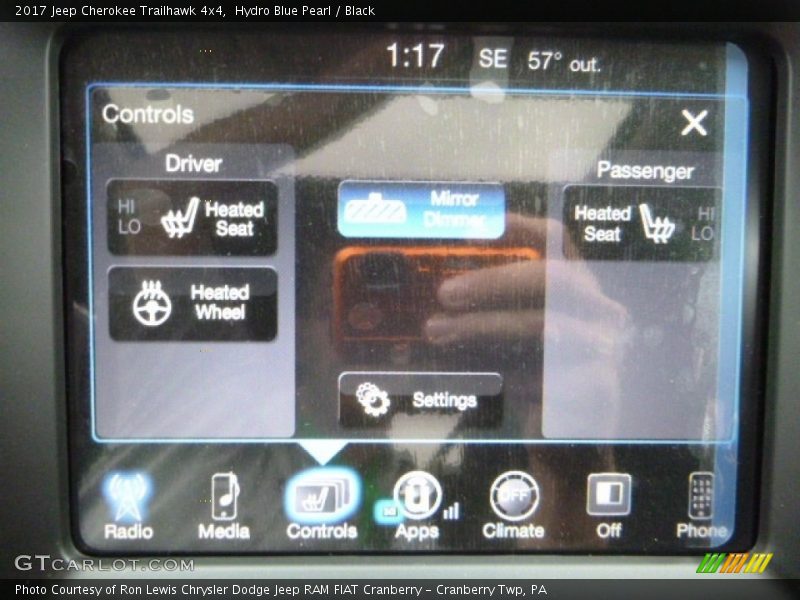 Hydro Blue Pearl / Black 2017 Jeep Cherokee Trailhawk 4x4
