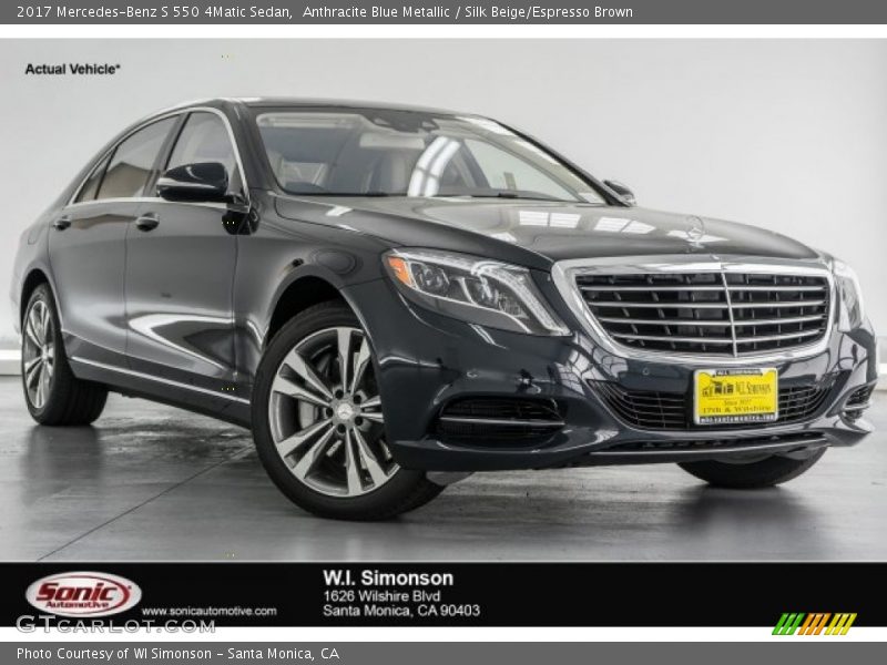 Anthracite Blue Metallic / Silk Beige/Espresso Brown 2017 Mercedes-Benz S 550 4Matic Sedan