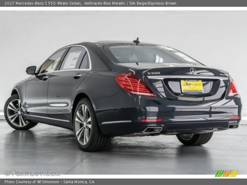 Anthracite Blue Metallic / Silk Beige/Espresso Brown 2017 Mercedes-Benz S 550 4Matic Sedan
