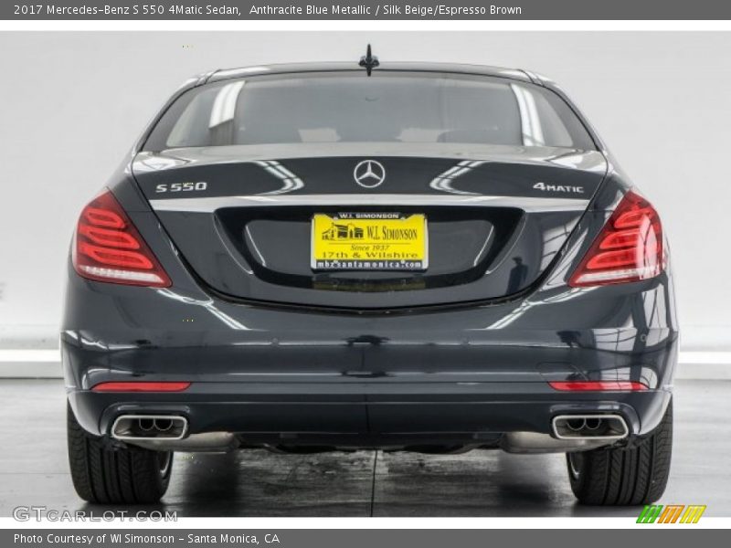 Anthracite Blue Metallic / Silk Beige/Espresso Brown 2017 Mercedes-Benz S 550 4Matic Sedan