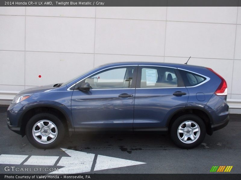 Twilight Blue Metallic / Gray 2014 Honda CR-V LX AWD