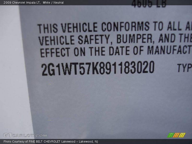 White / Neutral 2009 Chevrolet Impala LT