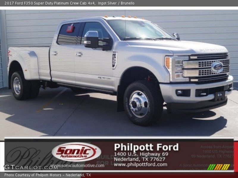 Ingot Silver / Brunello 2017 Ford F350 Super Duty Platinum Crew Cab 4x4