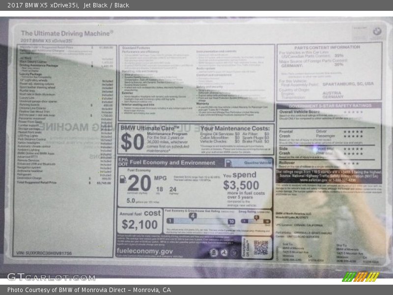 Jet Black / Black 2017 BMW X5 xDrive35i