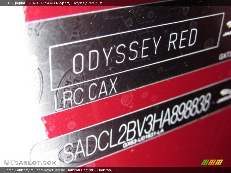 2017 F-PACE 35t AWD R-Sport Odyssey Red Color Code CAX