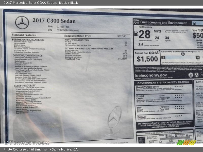 Black / Black 2017 Mercedes-Benz C 300 Sedan