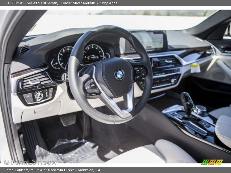Glacier Silver Metallic / Ivory White 2017 BMW 5 Series 540i Sedan