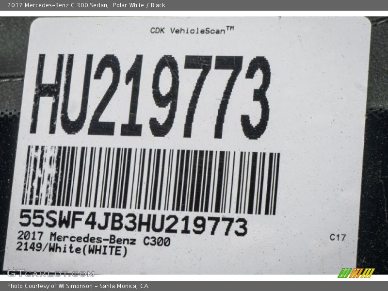 Polar White / Black 2017 Mercedes-Benz C 300 Sedan