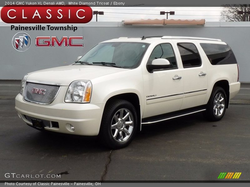 White Diamond Tricoat / Ebony 2014 GMC Yukon XL Denali AWD