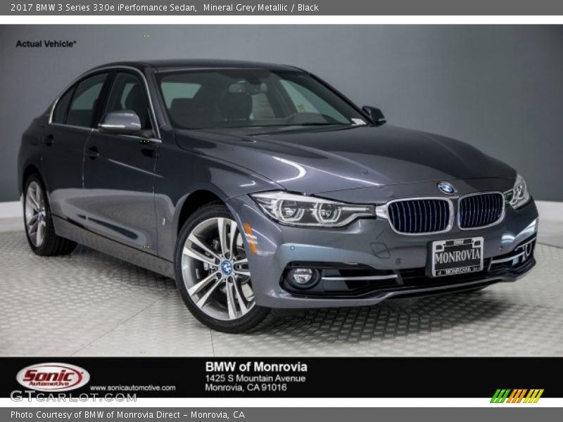 Mineral Grey Metallic / Black 2017 BMW 3 Series 330e iPerfomance Sedan