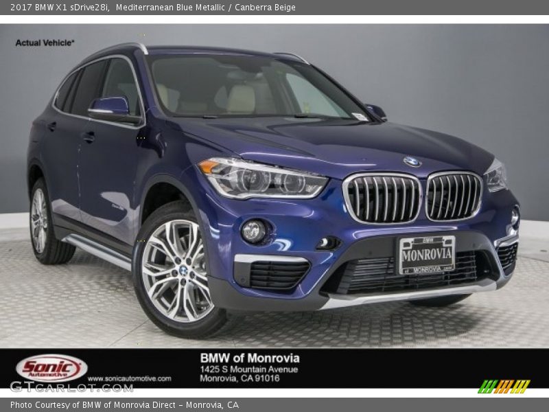 Mediterranean Blue Metallic / Canberra Beige 2017 BMW X1 sDrive28i