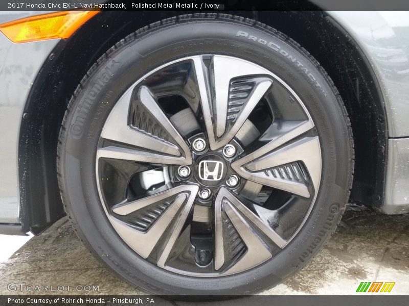 Polished Metal Metallic / Ivory 2017 Honda Civic EX-L Navi Hatchback