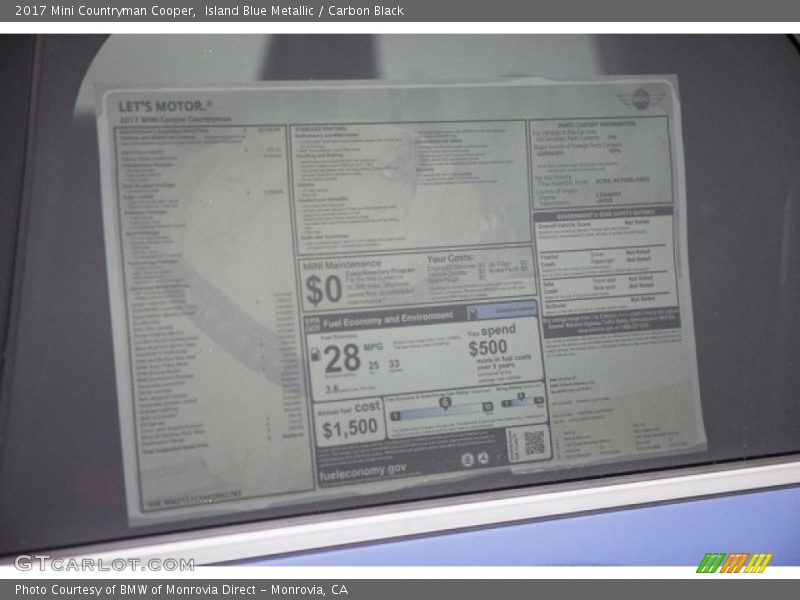 Island Blue Metallic / Carbon Black 2017 Mini Countryman Cooper