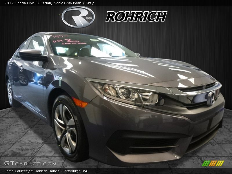 Sonic Gray Pearl / Gray 2017 Honda Civic LX Sedan