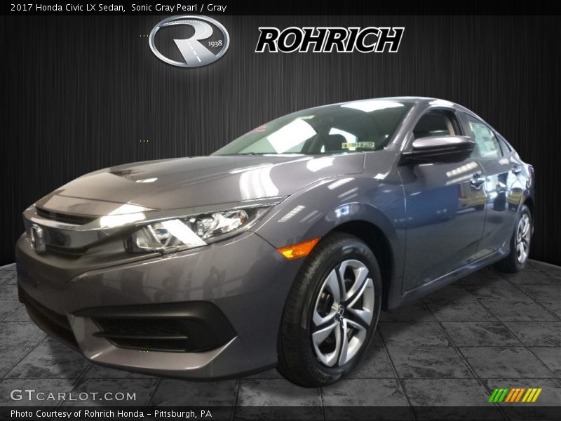Sonic Gray Pearl / Gray 2017 Honda Civic LX Sedan