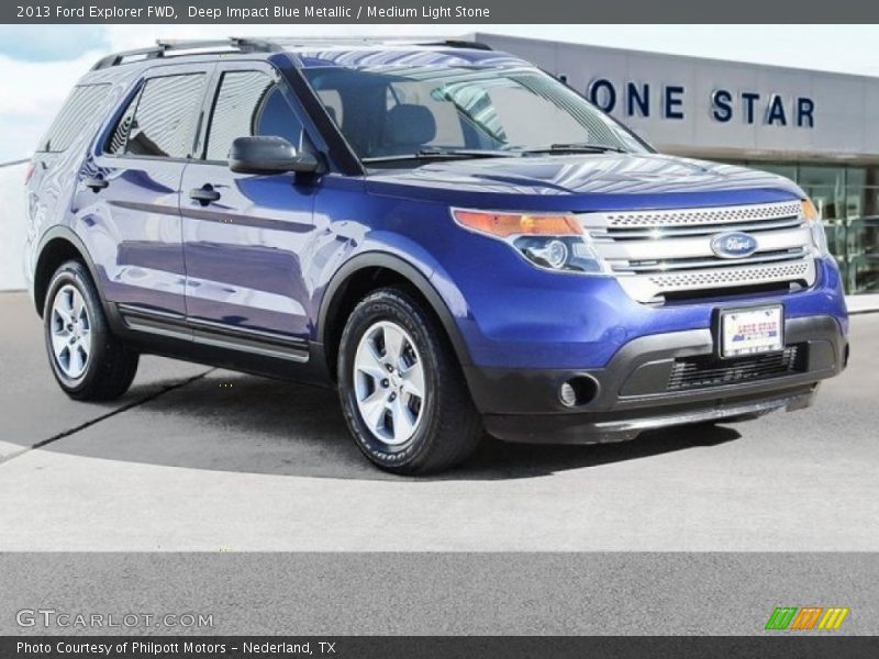 Deep Impact Blue Metallic / Medium Light Stone 2013 Ford Explorer FWD