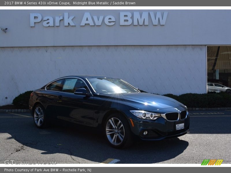 Midnight Blue Metallic / Saddle Brown 2017 BMW 4 Series 430i xDrive Coupe