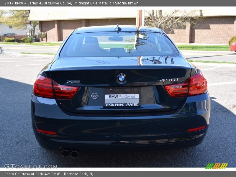 Midnight Blue Metallic / Saddle Brown 2017 BMW 4 Series 430i xDrive Coupe