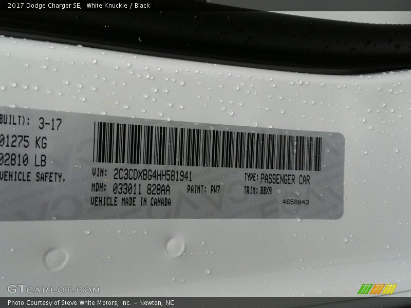 White Knuckle / Black 2017 Dodge Charger SE