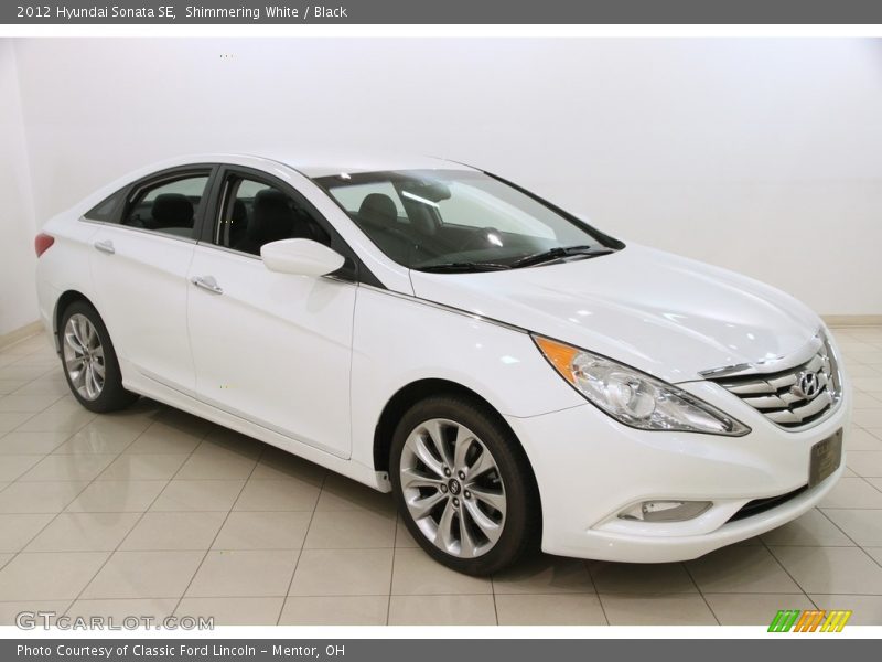 Shimmering White / Black 2012 Hyundai Sonata SE