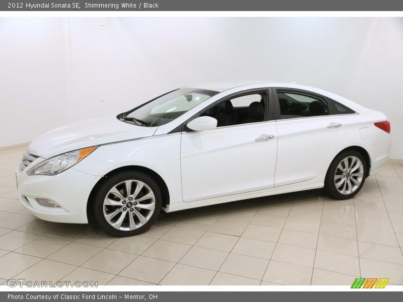 Shimmering White / Black 2012 Hyundai Sonata SE