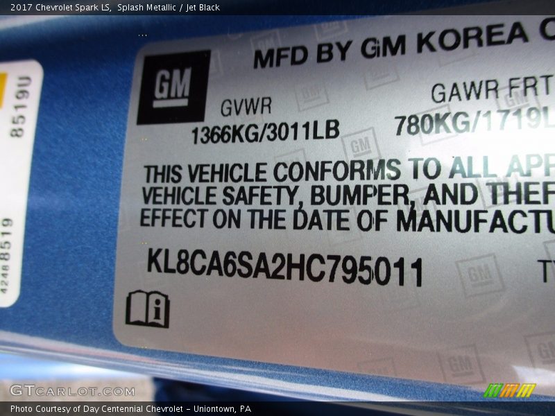 Splash Metallic / Jet Black 2017 Chevrolet Spark LS