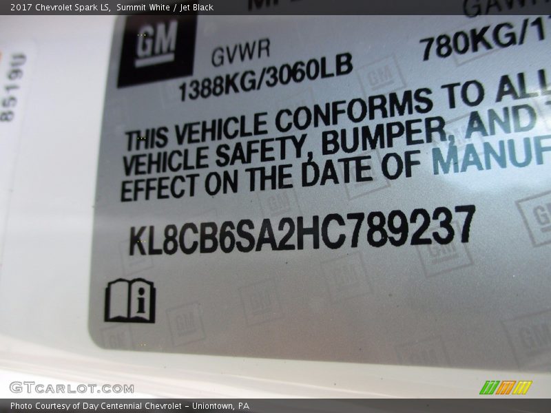 Summit White / Jet Black 2017 Chevrolet Spark LS