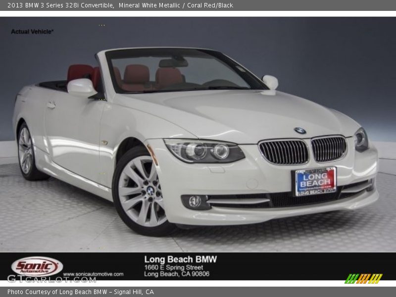 Mineral White Metallic / Coral Red/Black 2013 BMW 3 Series 328i Convertible