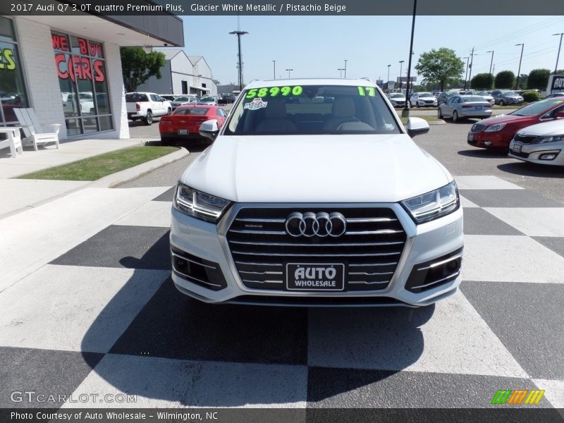 Glacier White Metallic / Pistachio Beige 2017 Audi Q7 3.0T quattro Premium Plus