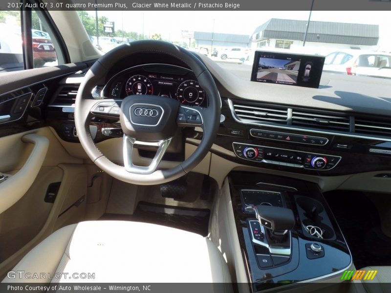 Glacier White Metallic / Pistachio Beige 2017 Audi Q7 3.0T quattro Premium Plus