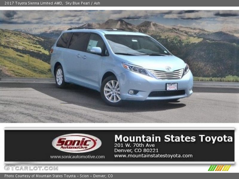Sky Blue Pearl / Ash 2017 Toyota Sienna Limited AWD