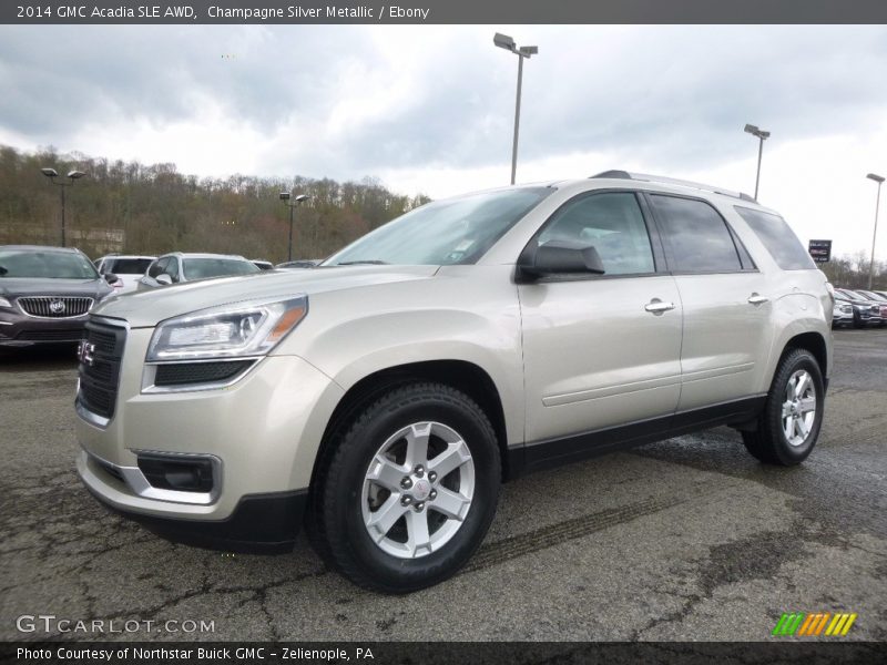 Champagne Silver Metallic / Ebony 2014 GMC Acadia SLE AWD