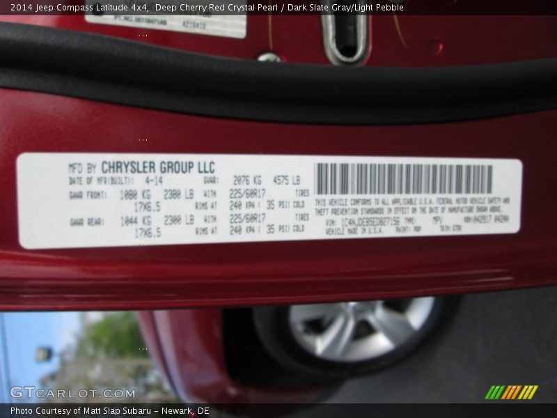 Deep Cherry Red Crystal Pearl / Dark Slate Gray/Light Pebble 2014 Jeep Compass Latitude 4x4