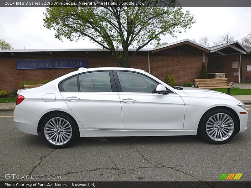 Mineral White Metallic / Saddle Brown 2014 BMW 3 Series 328i xDrive Sedan