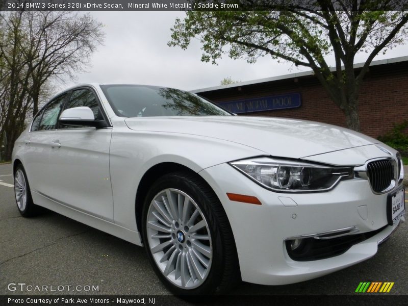 Mineral White Metallic / Saddle Brown 2014 BMW 3 Series 328i xDrive Sedan