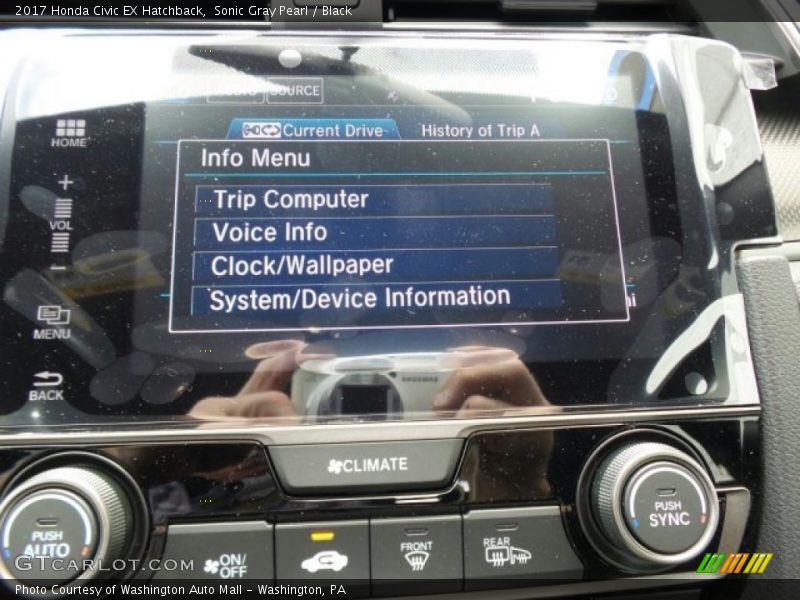 Sonic Gray Pearl / Black 2017 Honda Civic EX Hatchback