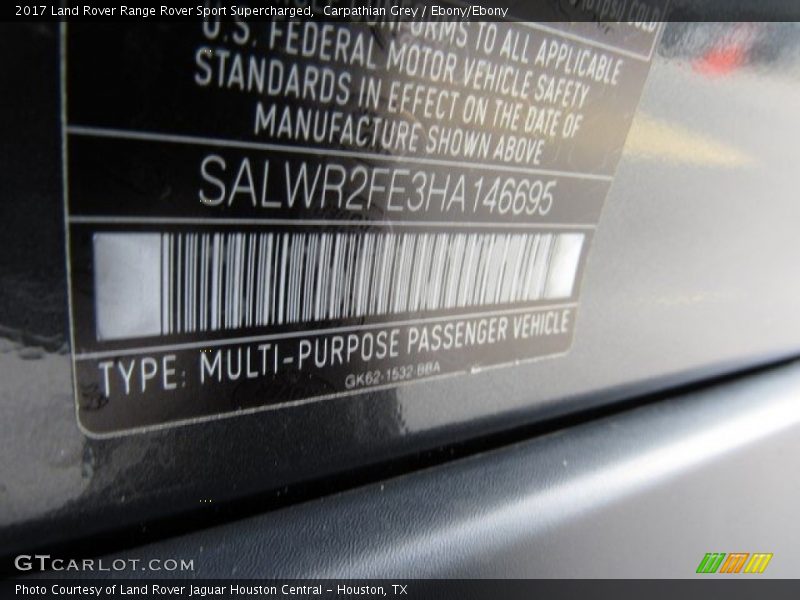 Carpathian Grey / Ebony/Ebony 2017 Land Rover Range Rover Sport Supercharged