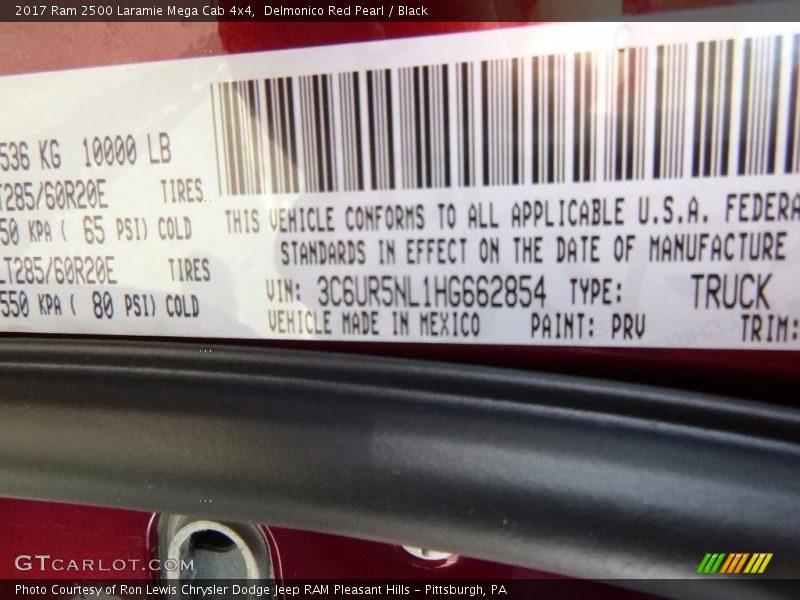 Delmonico Red Pearl / Black 2017 Ram 2500 Laramie Mega Cab 4x4