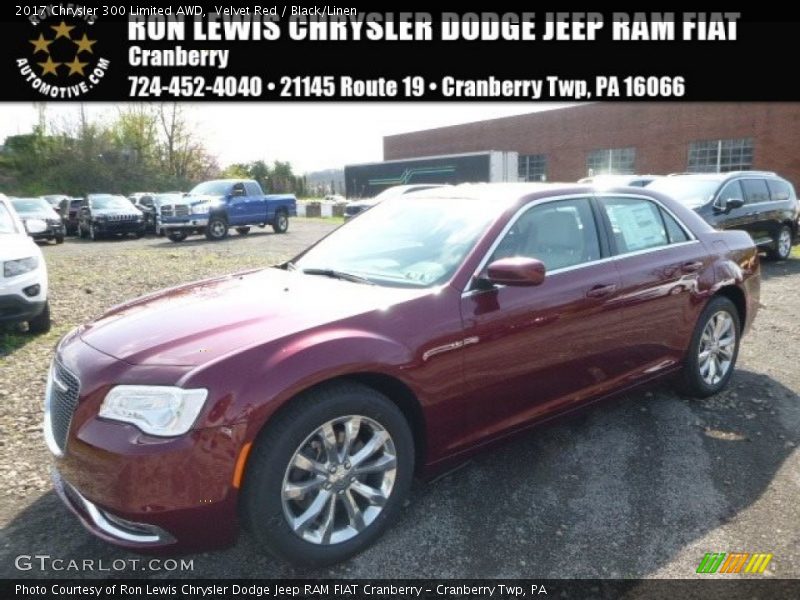 Velvet Red / Black/Linen 2017 Chrysler 300 Limited AWD