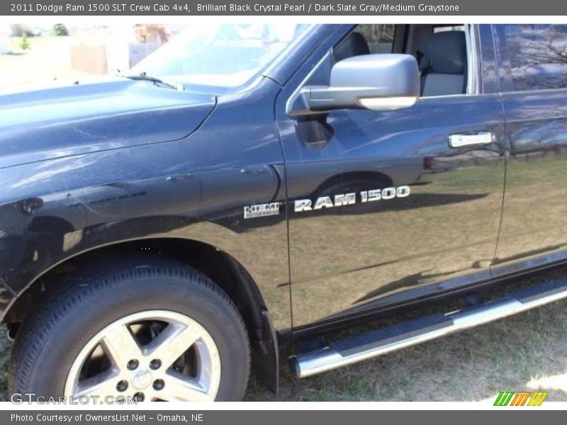 Brilliant Black Crystal Pearl / Dark Slate Gray/Medium Graystone 2011 Dodge Ram 1500 SLT Crew Cab 4x4