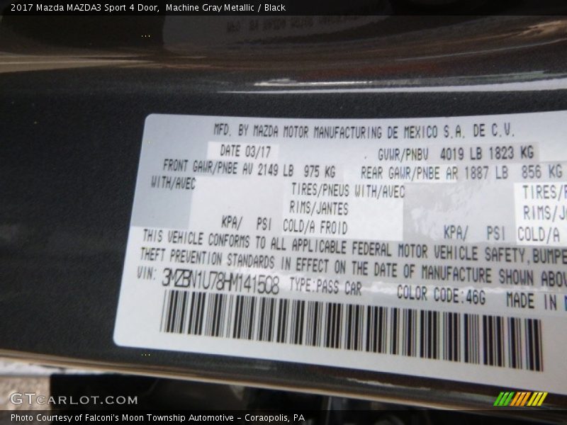 Machine Gray Metallic / Black 2017 Mazda MAZDA3 Sport 4 Door