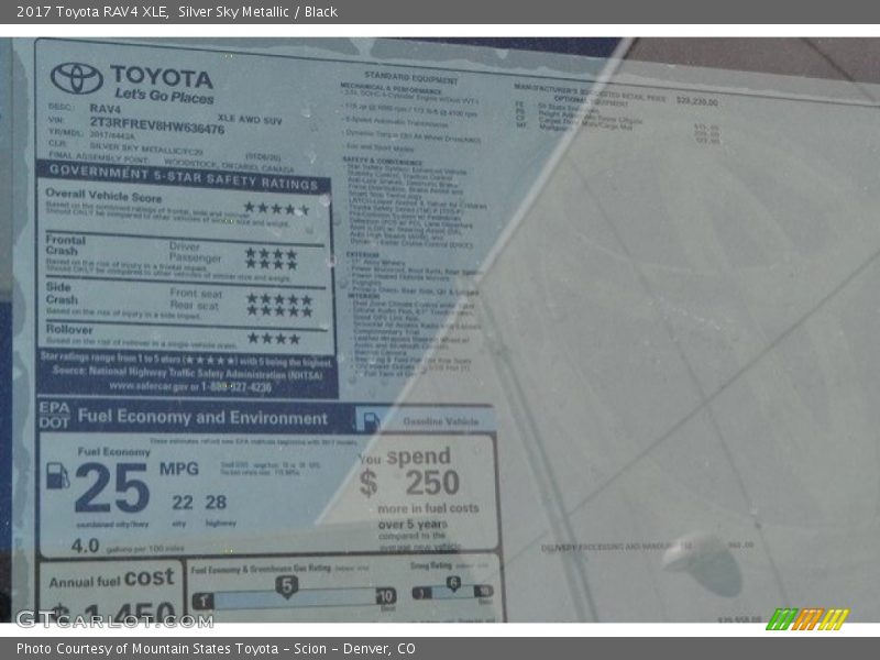 Silver Sky Metallic / Black 2017 Toyota RAV4 XLE