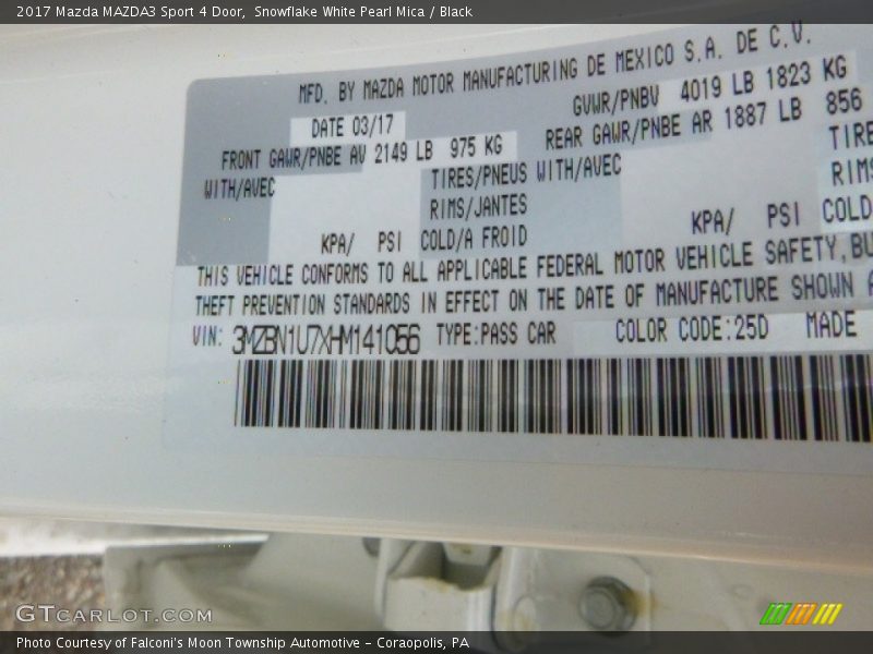 Snowflake White Pearl Mica / Black 2017 Mazda MAZDA3 Sport 4 Door