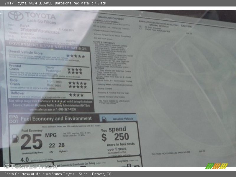 Barcelona Red Metallic / Black 2017 Toyota RAV4 LE AWD